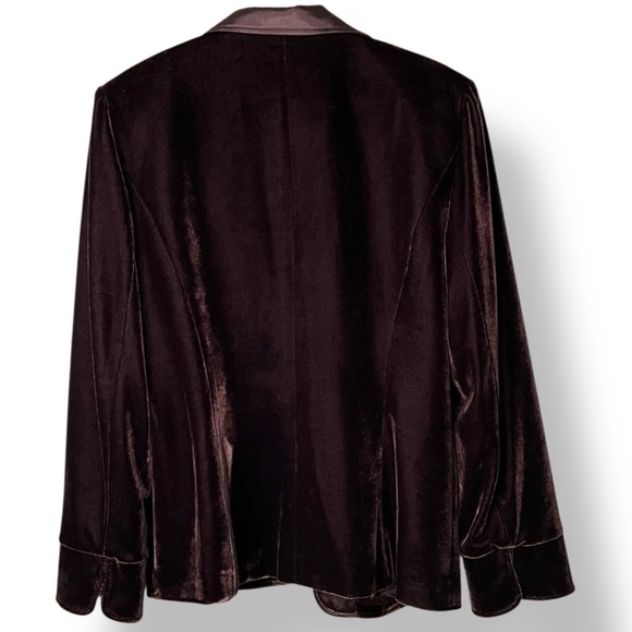 SPENSER JEREMY Fully Lined Brown Velvet Blazer Satin Collar, Lapels Front Tie 12 - Picture 3 of 7